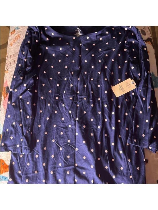 St. John's Bay Tops - Navy Blue Polka Dot Long Sleeve Top - Size XXL